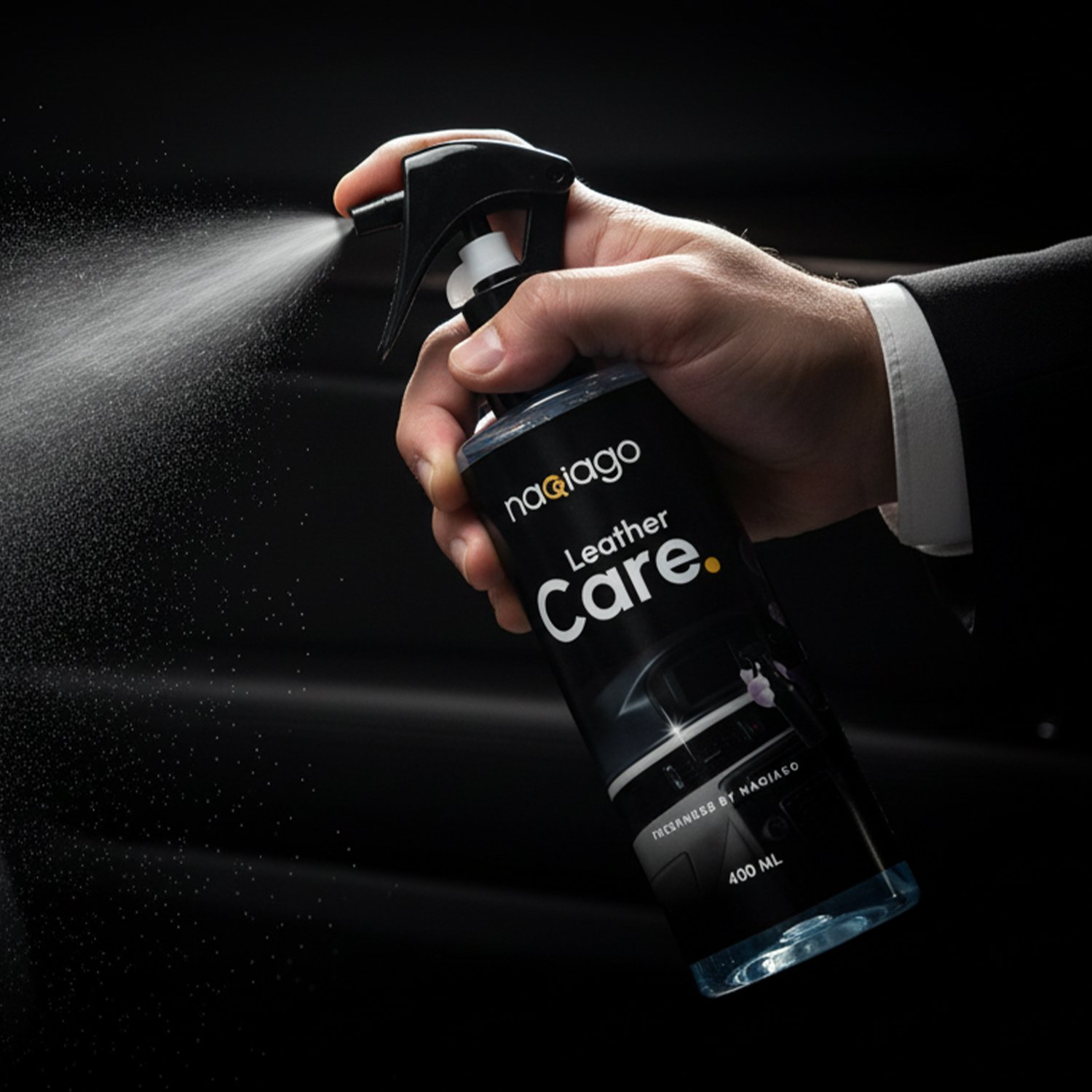 Flacon Leather Care – crème soin cuir voiture sièges tableau de bord